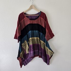 Ralston Tunic Swing Top Size Medium Artsy Oversized Asymmetrical Hem Lagenlook